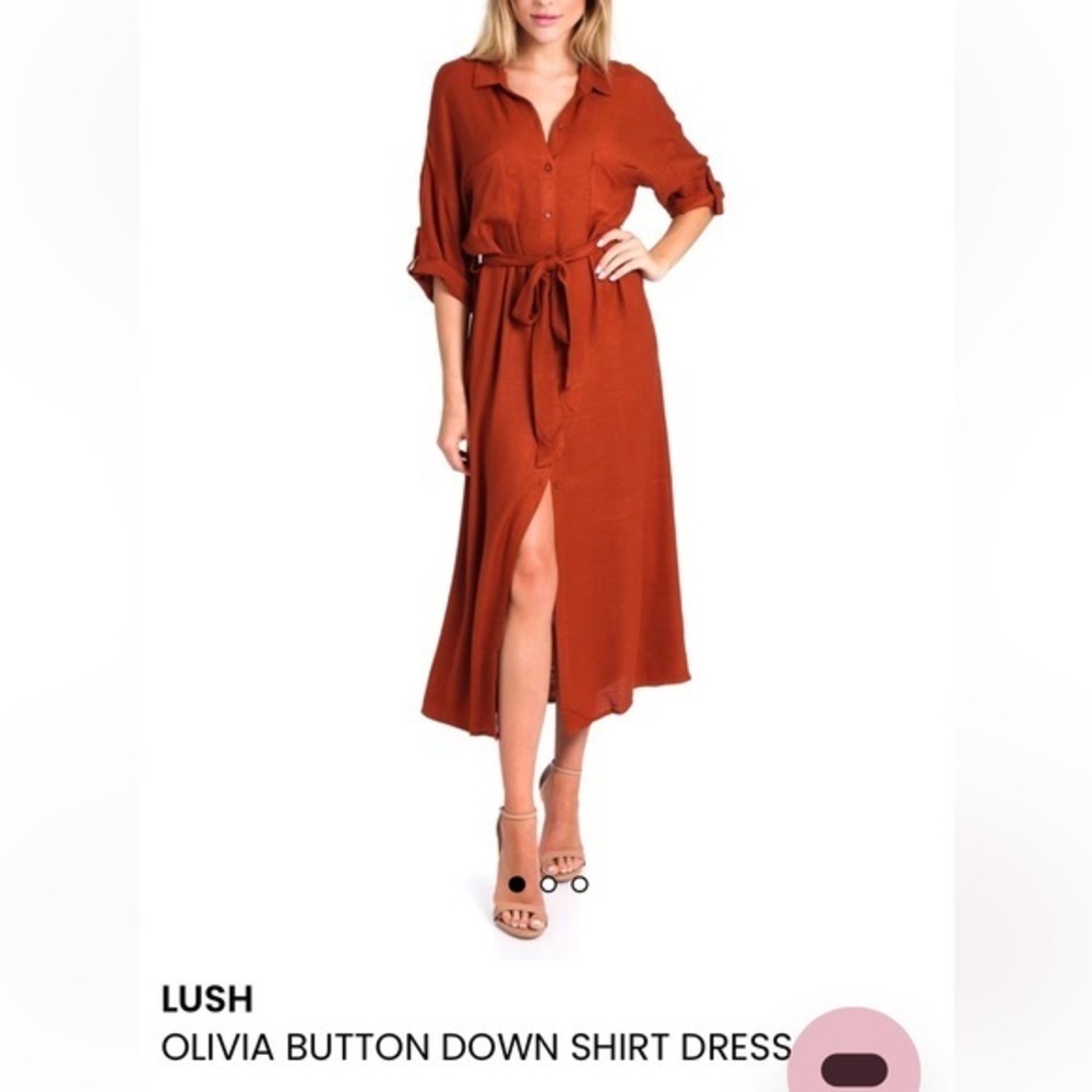 Lush BURGUNDY Olivia button down shirt dress